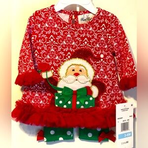 RARE EDITIONS NWT 2 PIECES SET/ DRESS AND LEGGINGS SIZE 3-6M CHRISTMAS OUTFIT